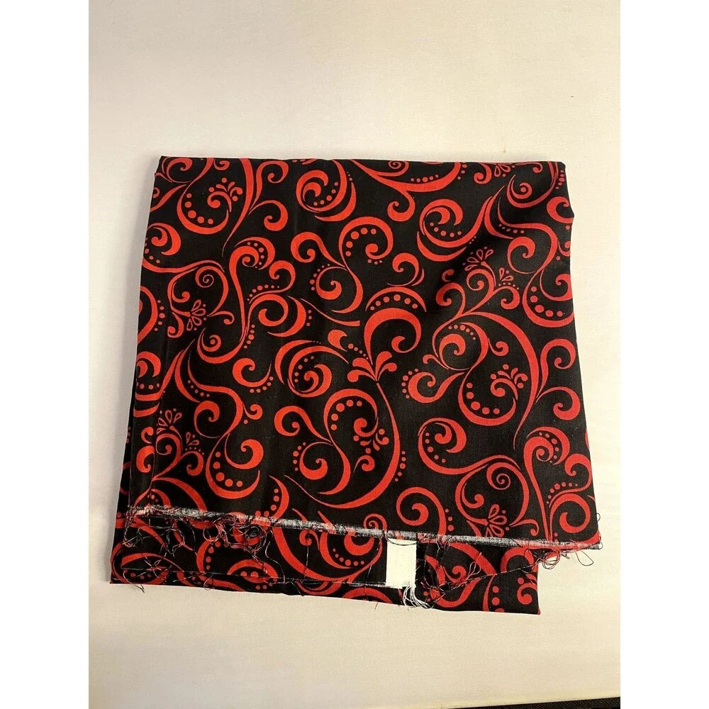 #7982 BLANK QUILTING CORP BLACK AND RED FABRIC 1 YD X 44 INCHES